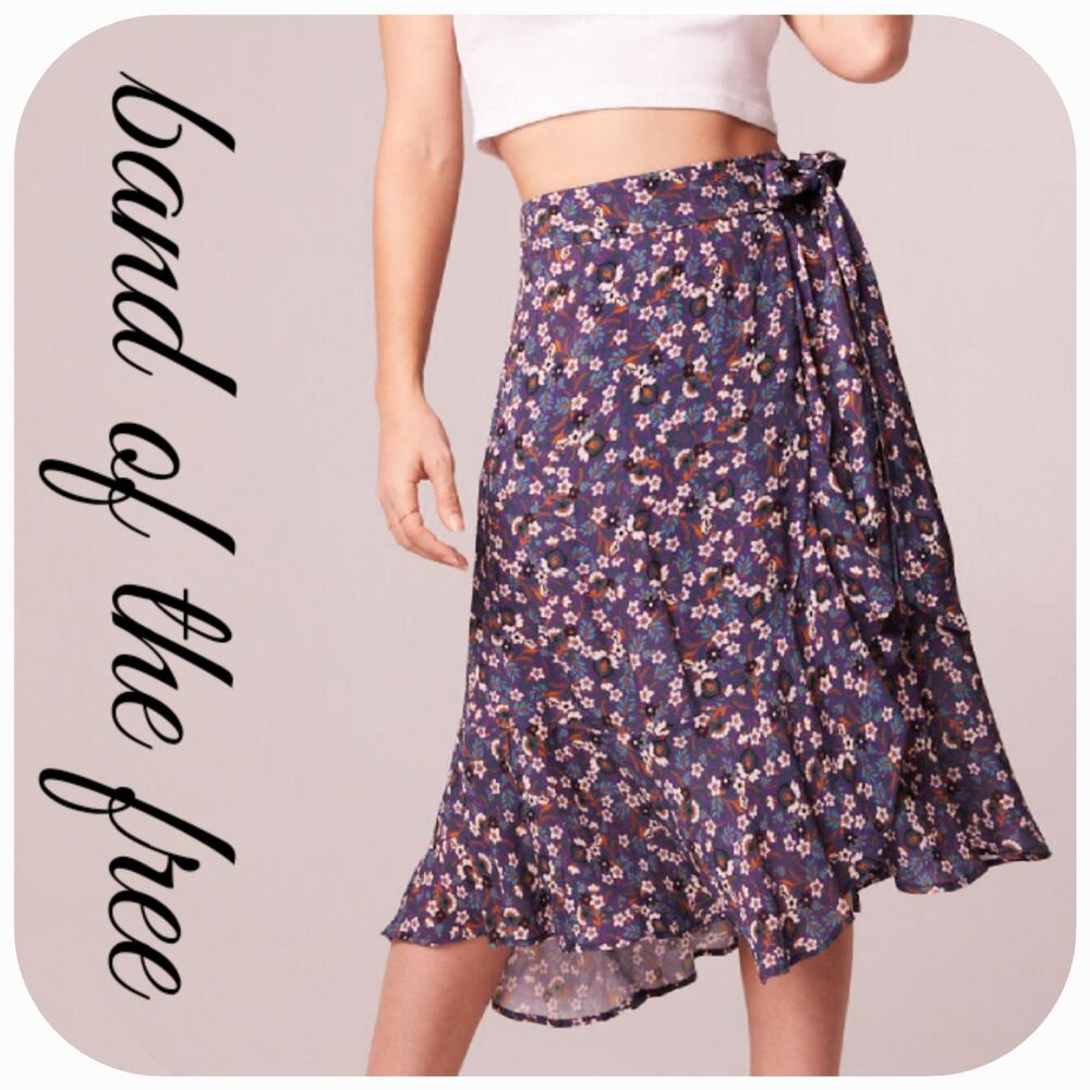 NWT B.O.G. Band of the Free Linaelle Floral Unlined Wrap Skirt Sz S [4-6] Purple